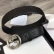 Replica Gucci Signature Men Belt With G Buckle Black 411924 Silver Hardware