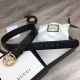 Fake Gucci Signature Men Belt With G Buckle Black 411924 Gold Hardware Replica