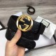 Fake Gucci Signature Men Belt With G Buckle Black 411924 Gold Hardware Replica