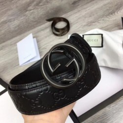 Replica Gucci Signature Men Belt With G Buckle Black 411924 Black Hardware