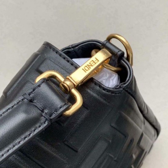 Fake large FF logo Baguette Bag Black Replica Fake large FF logo Baguette Bag Black Replica