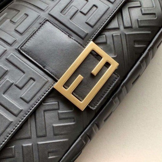 Fake large FF logo Baguette Bag Black Replica Fake large FF logo Baguette Bag Black Replica