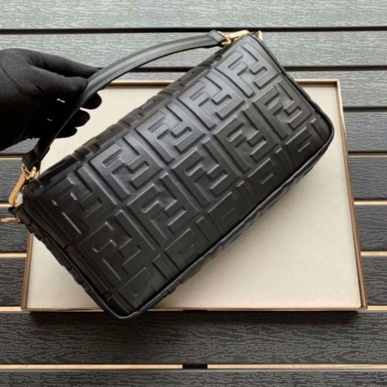 Fake large FF logo Baguette Bag Black Replica Fake large FF logo Baguette Bag Black Replica