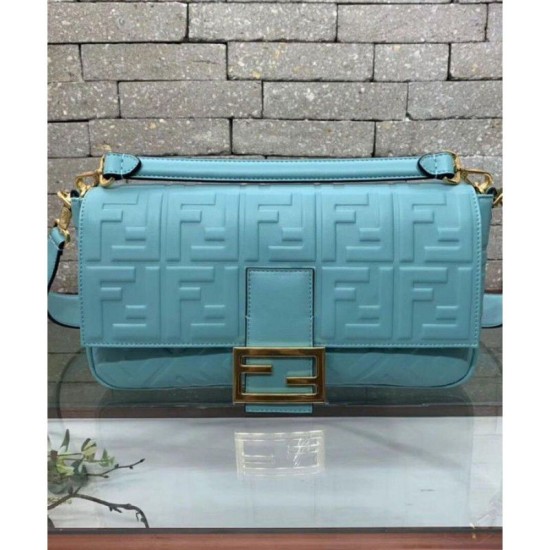 Fake large FF logo Baguette Bag Blue Replica Fake large FF logo Baguette Bag Blue Replica
