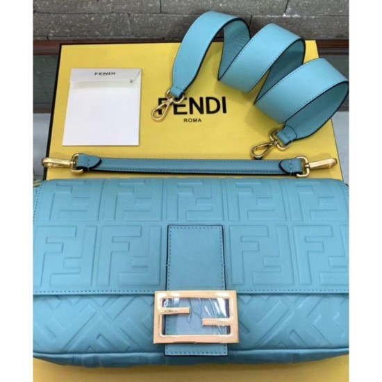 Fake large FF logo Baguette Bag Blue Replica Fake large FF logo Baguette Bag Blue Replica