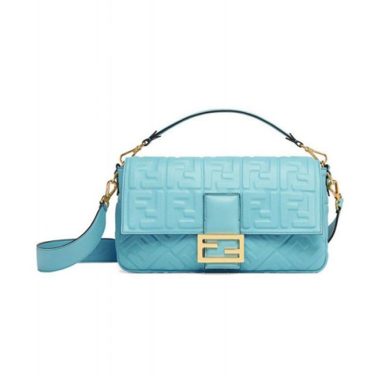 Fake large FF logo Baguette Bag Blue Replica Fake large FF logo Baguette Bag Blue Replica