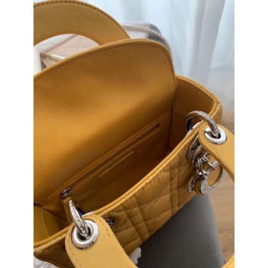 Replica Christian Dior Quilted Patent Leather Micro Lady Dior Bag Yellow Fake Christian Dior Quilted Patent Leather Micro Lady Dior Bag Yellow Replica