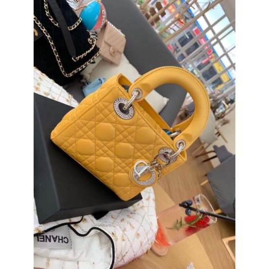 Replica Christian Dior Quilted Patent Leather Micro Lady Dior Bag Yellow Fake Christian Dior Quilted Patent Leather Micro Lady Dior Bag Yellow Replica