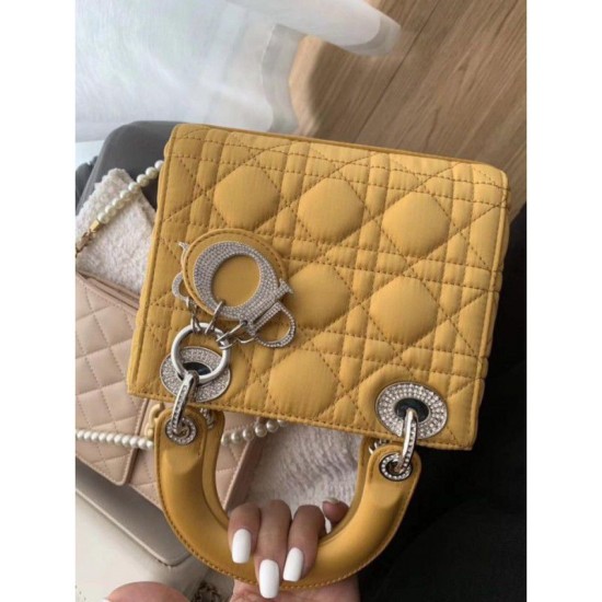 Replica Christian Dior Quilted Patent Leather Micro Lady Dior Bag Yellow Fake Christian Dior Quilted Patent Leather Micro Lady Dior Bag Yellow Replica