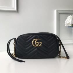 Replica Gucci GG Marmont small shoulder bag 447632 Black