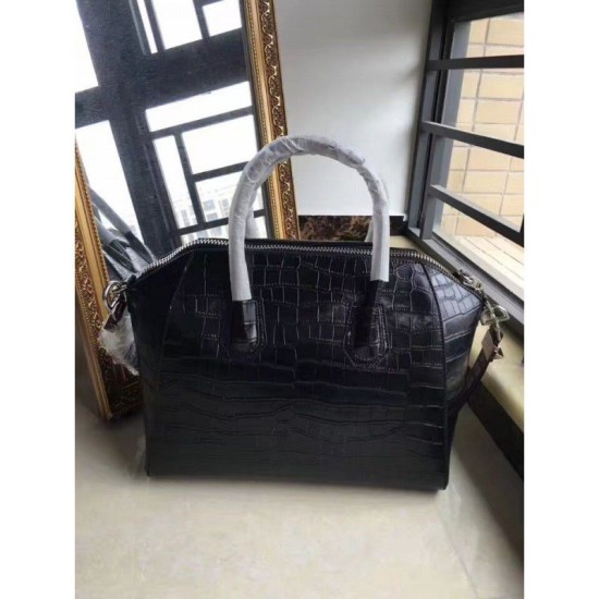 Fake Givenchy Antigona Tote Bag Crocodile leather Black Replica Replica Givenchy Antigona Tote Bag Crocodile leather Black