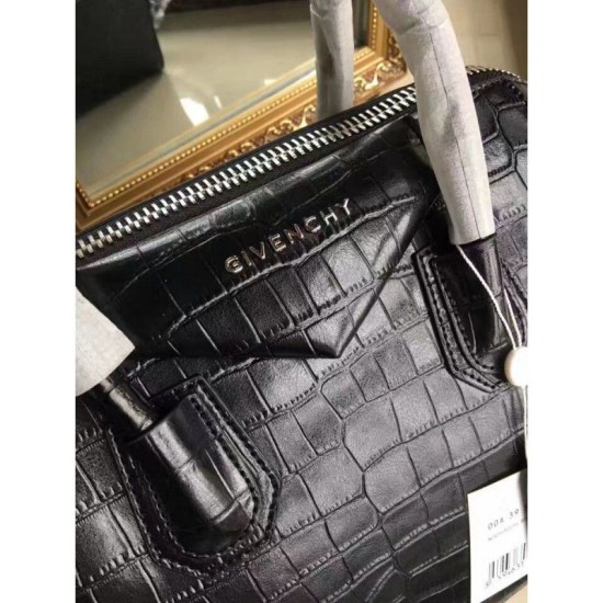 Fake Givenchy Antigona Tote Bag Crocodile leather Black Replica Replica Givenchy Antigona Tote Bag Crocodile leather Black