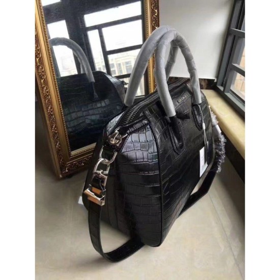 Fake Givenchy Antigona Tote Bag Crocodile leather Black Replica Replica Givenchy Antigona Tote Bag Crocodile leather Black