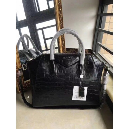 Fake Givenchy Antigona Tote Bag Crocodile leather Black Replica Replica Givenchy Antigona Tote Bag Crocodile leather Black