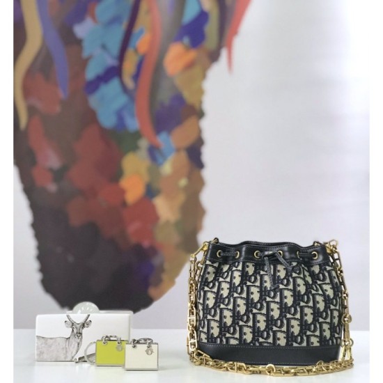 Fake Christian Dior Miss Dior Oblique Bucket Black Replica Replica Christian Dior Miss Dior Oblique Bucket Black