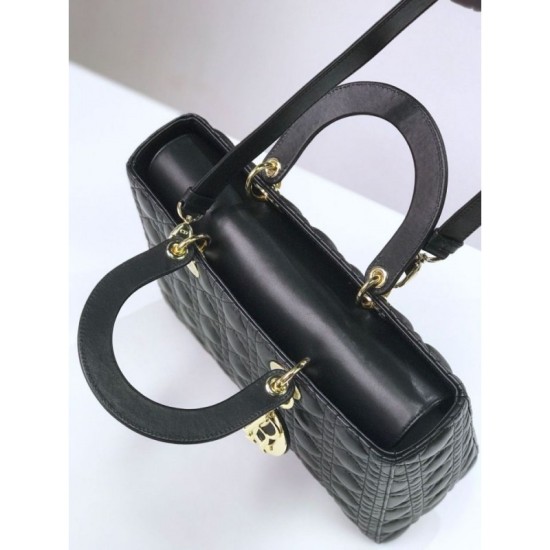 Replica Christian Dior Large Lady Dior Supple Tote Bag M0584 Black Gold
