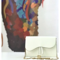 Replica Christian Dior Saddle Woc Chain Bag M5620 White
