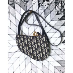 Fake Christian Dior Oblique Saddle Belt Bag Black Replica