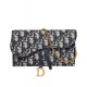 Fake Christian Dior Saddle long wallet with flap S5614 Dark Blue Replica Replica Christian Dior Saddle long wallet with flap S5614 Dark Blue