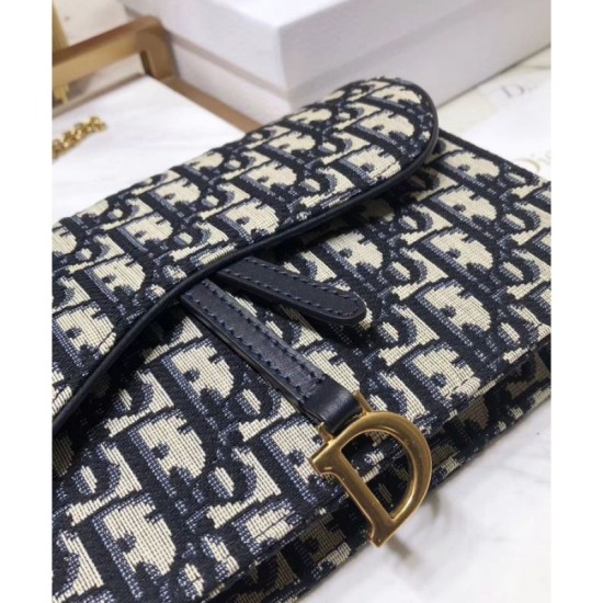 Fake Christian Dior Saddle long wallet with flap S5614 Dark Blue Replica Replica Christian Dior Saddle long wallet with flap S5614 Dark Blue