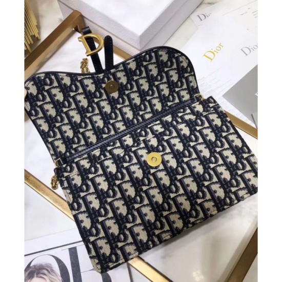 Fake Christian Dior Saddle long wallet with flap S5614 Dark Blue Replica Replica Christian Dior Saddle long wallet with flap S5614 Dark Blue