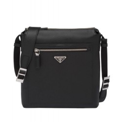 Fake Prada Saffiano leather shoulder bag 2VH062 Black Replica