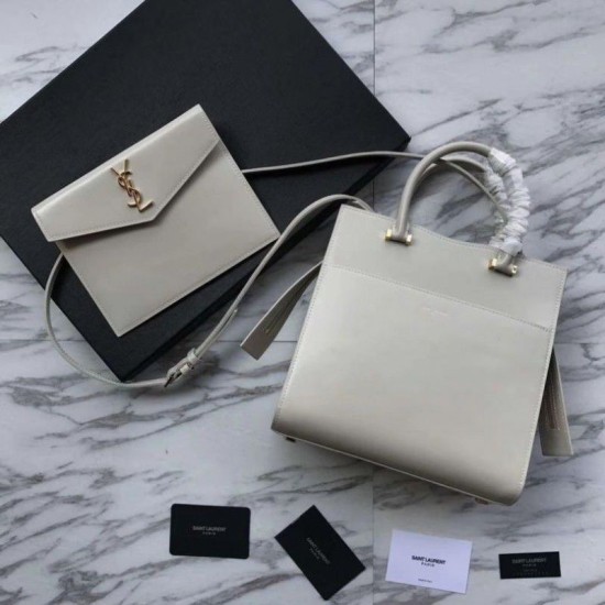 Fake YSL Saint Laurent Monogram Cabas Small Uptown Tote Bag White Replica Replica YSL Saint Laurent Monogram Cabas Small Uptown Tote Bag White