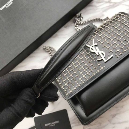 Replica YSL Saint Laurent Sunset Diamond Cowhide Bag Black Fake YSL Saint Laurent Sunset Diamond Cowhide Bag Black Replica