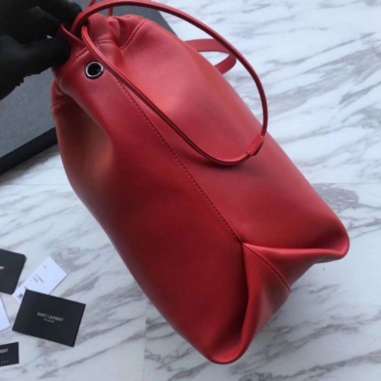 Replica YSL Saint Laurent Bucket Teddy Drawstring Bag Red