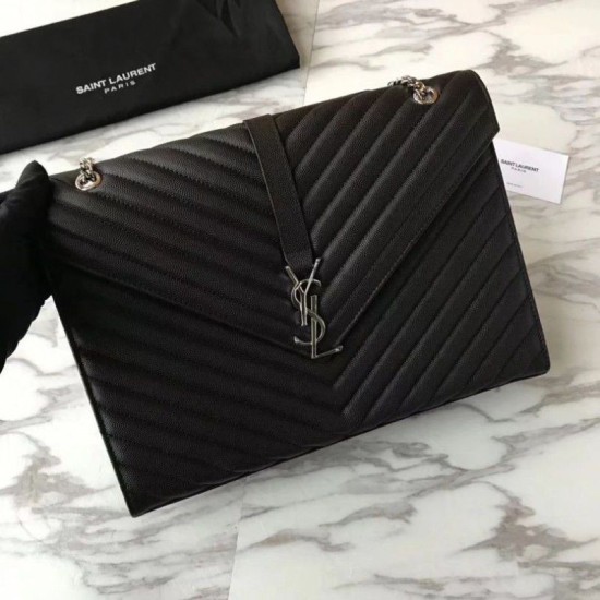Replica YSL Saint Laurent Envelope Large Bag Grain Poudre Embossed Leather Silver Hardware Replica YSL Saint Laurent Envelope Large Bag Grain Poudre Embossed Leather Silver Hardware