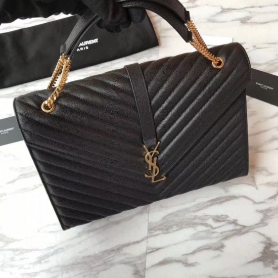 Replica YSL Saint Laurent Envelope Large Bag Grain Poudre Embossed Leather Gold Hardware Fake YSL Saint Laurent Envelope Large Bag Grain Poudre Embossed Leather Gold Hardware Replica