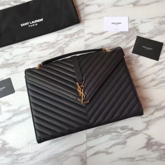 Replica YSL Saint Laurent Envelope Large Bag Grain Poudre Embossed Leather Gold Hardware Fake YSL Saint Laurent Envelope Large Bag Grain Poudre Embossed Leather Gold Hardware Replica