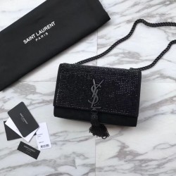 Replica YSL Saint Laurent Small Monogram Kate Diamond Bag Black