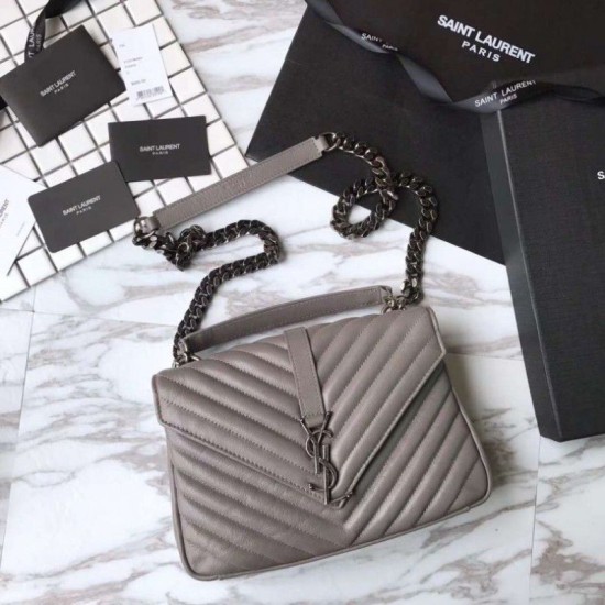 Fake YSL Saint Laurent Medium Monogram Kate Chain Shoulder Bag Light Gray Replica Fake YSL Saint Laurent Medium Monogram Kate Chain Shoulder Bag Light Gray Replica