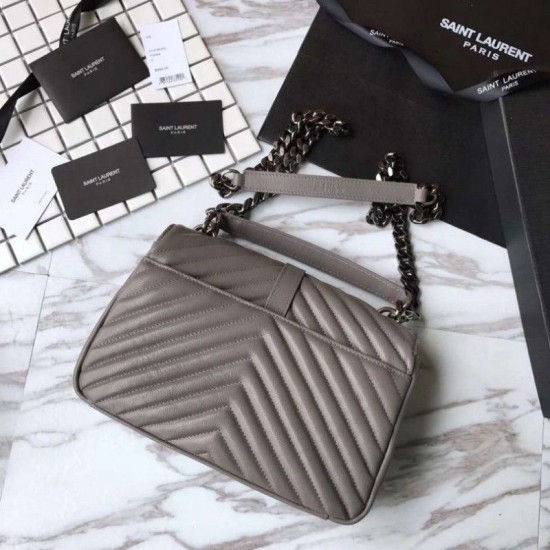 Fake YSL Saint Laurent Medium Monogram Kate Chain Shoulder Bag Light Gray Replica Fake YSL Saint Laurent Medium Monogram Kate Chain Shoulder Bag Light Gray Replica