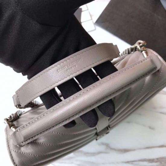 Fake YSL Saint Laurent Medium Monogram Kate Chain Shoulder Bag Light Gray Replica Fake YSL Saint Laurent Medium Monogram Kate Chain Shoulder Bag Light Gray Replica