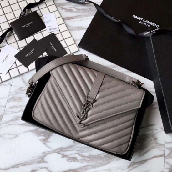 Fake YSL Saint Laurent Medium Monogram Kate Chain Shoulder Bag Light Gray Replica Fake YSL Saint Laurent Medium Monogram Kate Chain Shoulder Bag Light Gray Replica