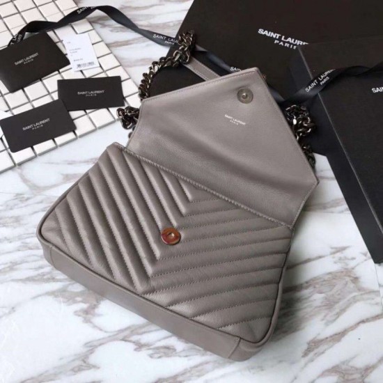 Fake YSL Saint Laurent Medium Monogram Kate Chain Shoulder Bag Light Gray Replica Fake YSL Saint Laurent Medium Monogram Kate Chain Shoulder Bag Light Gray Replica
