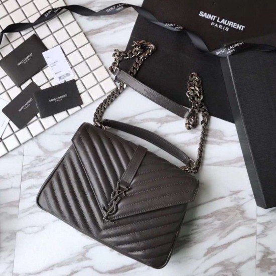 Fake YSL Saint Laurent Medium Monogram Kate Chain Shoulder Bag Gray Replica Fake YSL Saint Laurent Medium Monogram Kate Chain Shoulder Bag Gray Replica