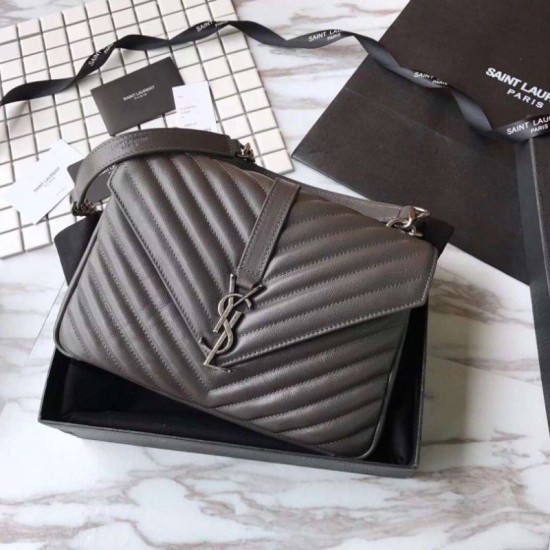 Fake YSL Saint Laurent Medium Monogram Kate Chain Shoulder Bag Gray Replica Fake YSL Saint Laurent Medium Monogram Kate Chain Shoulder Bag Gray Replica