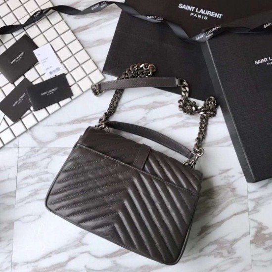 Fake YSL Saint Laurent Medium Monogram Kate Chain Shoulder Bag Gray Replica Fake YSL Saint Laurent Medium Monogram Kate Chain Shoulder Bag Gray Replica