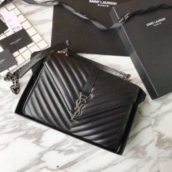 Replica YSL Saint Laurent Medium Monogram Kate Chain Shoulder Bag Black