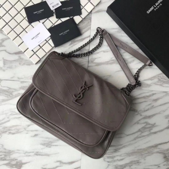 Fake YSL Saint Laurent Medium Niki Chain Bag Grey Replica Fake YSL Saint Laurent Medium Niki Chain Bag Grey Replica
