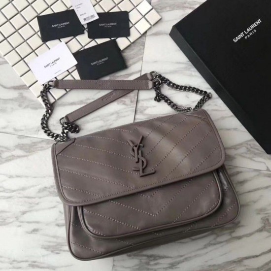 Fake YSL Saint Laurent Medium Niki Chain Bag Grey Replica Fake YSL Saint Laurent Medium Niki Chain Bag Grey Replica