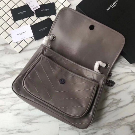 Fake YSL Saint Laurent Medium Niki Chain Bag Grey Replica Fake YSL Saint Laurent Medium Niki Chain Bag Grey Replica