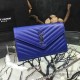 Replica Saint Laurent Blue Grained Matelasse Leather Chain Wallet Y221220