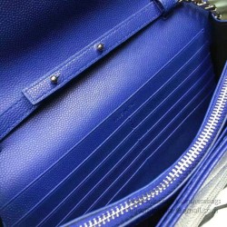 Replica Saint Laurent Blue Grained Matelasse Leather Chain Wallet Y221220