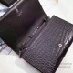 Replica Saint Laurent Chain Wallet in Black Crocodile Embossed Leather 377829