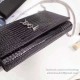 Replica Saint Laurent Chain Wallet in Black Crocodile Embossed Leather 377829