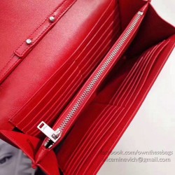 Fake Saint Laurent Chain Wallet in Red Crocodile Embossed Leather 377829 Replica